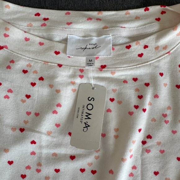 Soma Intimate Women's Heart Print LS Lounge Top, Size M NWT (Top Only) - Picture 5 of 8